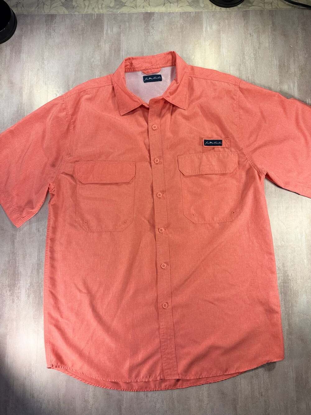 Joe Marlin Men's Short Sleeve Vented‎ Fishing Shirt Coral Size L